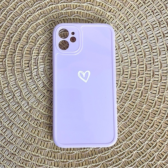 IPhone 11 Heart Print Purple Phone Case - Picture 2 of 5